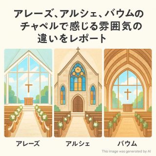 アレーズ、アルシェ、バウムのチャペルで感じる雰囲気の違いをレポート