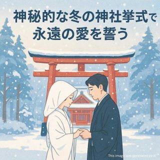 神秘的な冬の神社挙式で永遠の愛を誓う