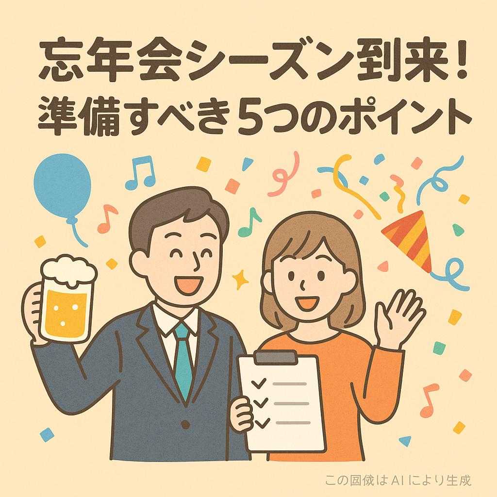 忘年会シーズン到来!準備すべき5つのポイント