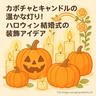 カボチャとキャンドルの温かな灯り！ハロウィン結婚式の装飾アイデア